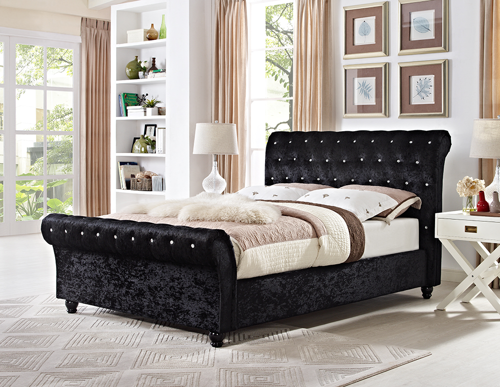 Chesterfield Sleigh upholstered DESIGNER 6ft 6" Super King Size Bed
