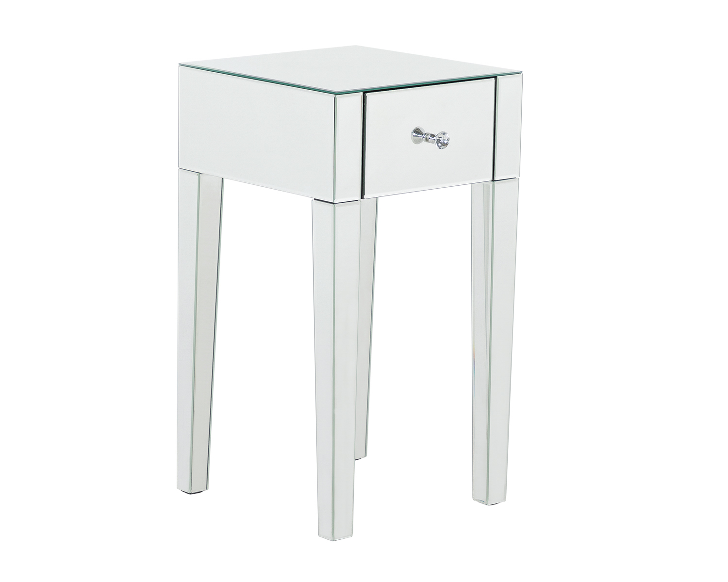 Monroe Silver Mirrored Bedside Table with 1 Drawer