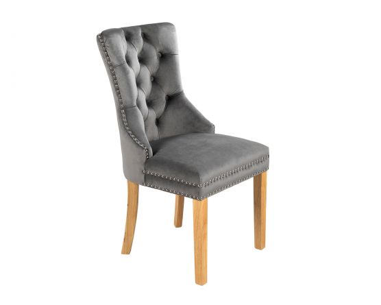 Ashford Dining Chair With Square, Grey Velvet Dining Chair Oak Legs