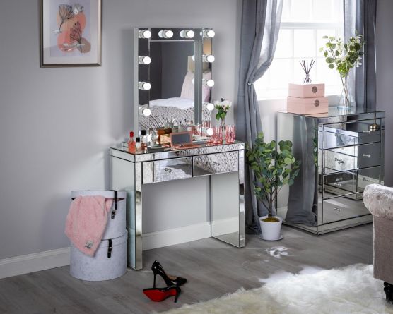 Monroe Silver Mirrored Console Table, Small Mirror Console Table Uk