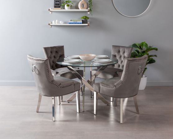 Verona Dining Chair In Grey Velvet, Verona Dining Chairs In Grey Velvet