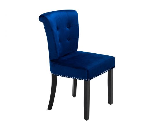 Camden Dining Chair In Royal Blue, Blue Velvet Chairs With Black Legs