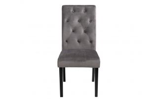 Romano Scroll Back Dining Chair in Grey Linen Oak Legs Button Back Upholstery 