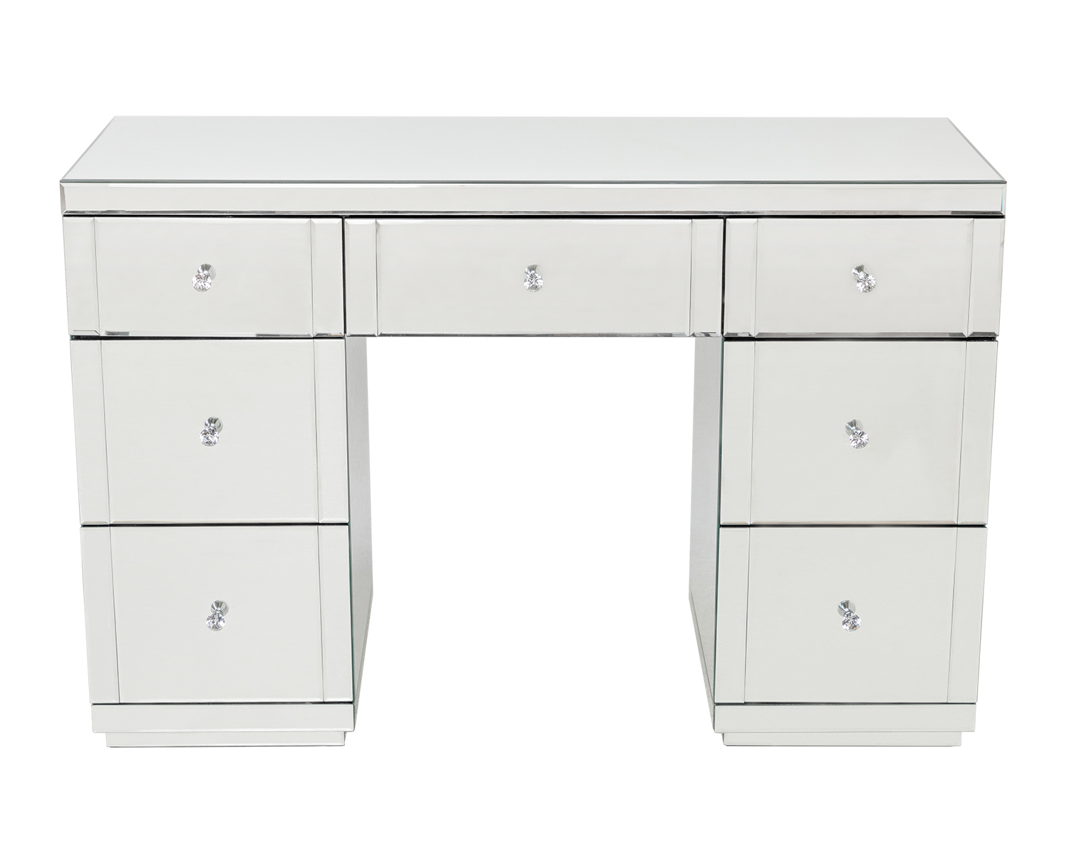 Monroe 7 Drawer Dressing Table In, Monroe Silver Mirrored Dressing Table