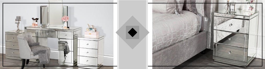 Mirrored Furniture In Silver And Rose Gold