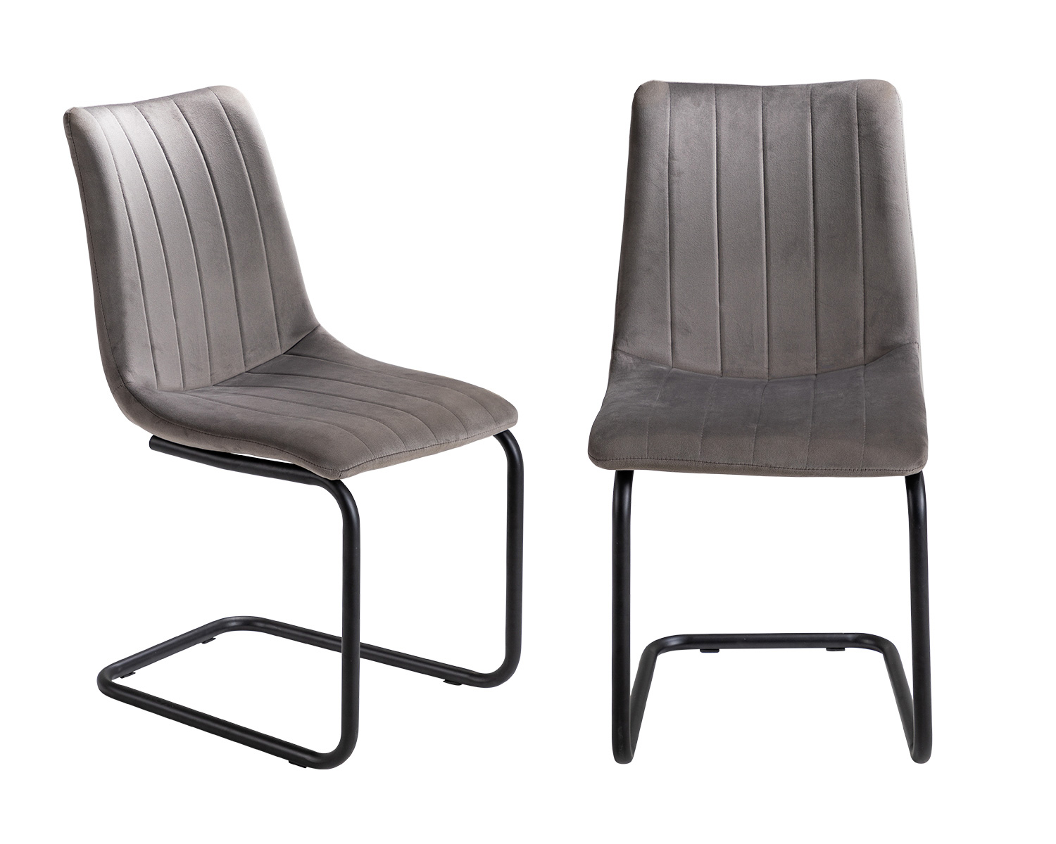 Product photograph of Pair Of Grey Velvet Dining Chairs With Black Legs - Bailey from Lifestyle Furniture.