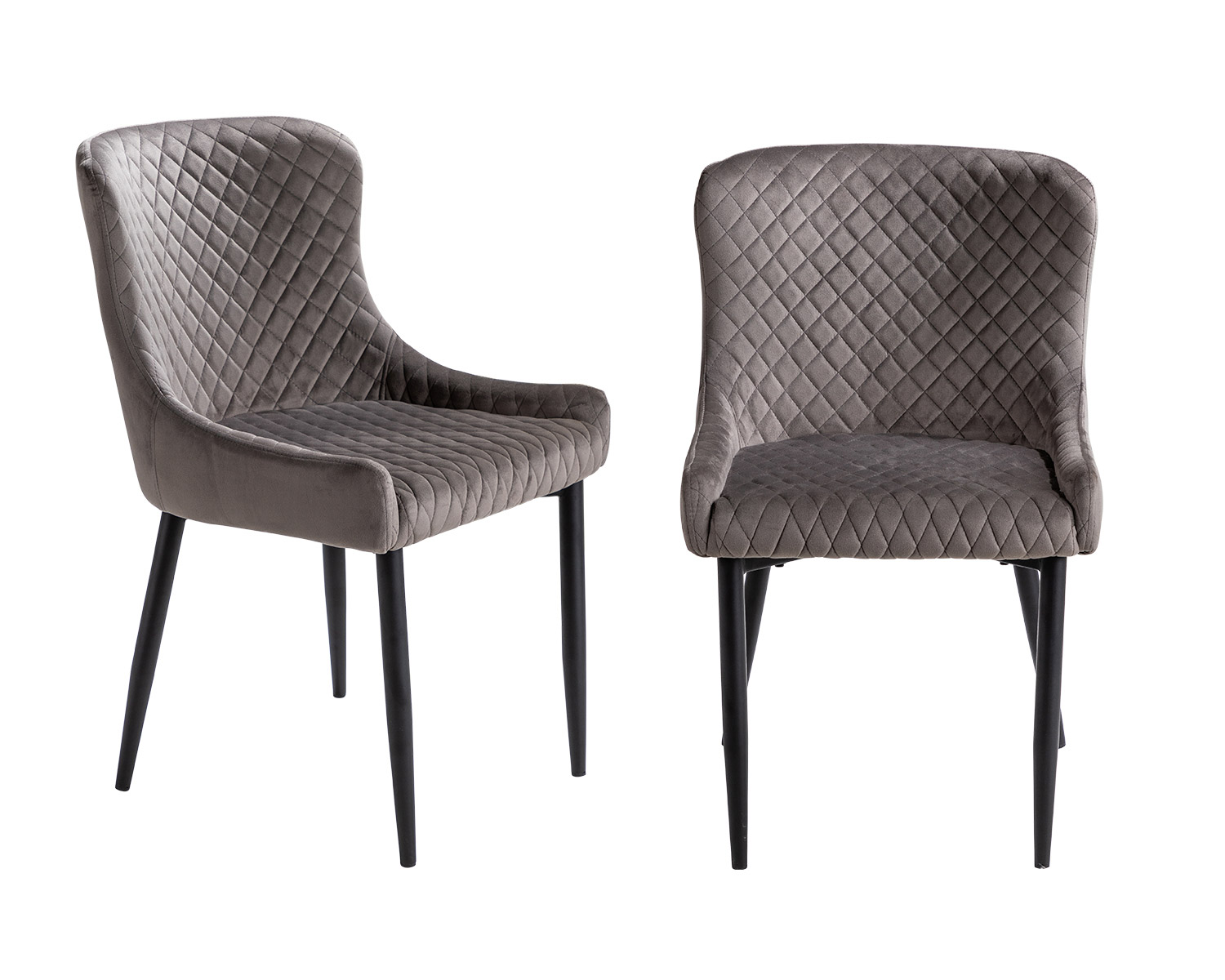 Product photograph of Pair Of Grey Velvet Dining Chairs With Black Legs - Denver from Lifestyle Furniture.