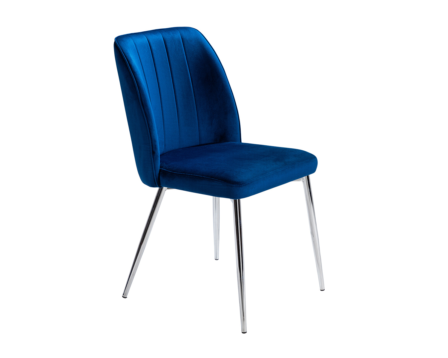 Product photograph of Pair Of Royal Blue Velvet Dining Chairs With Chrome Legs - Ella from Lifestyle Furniture.