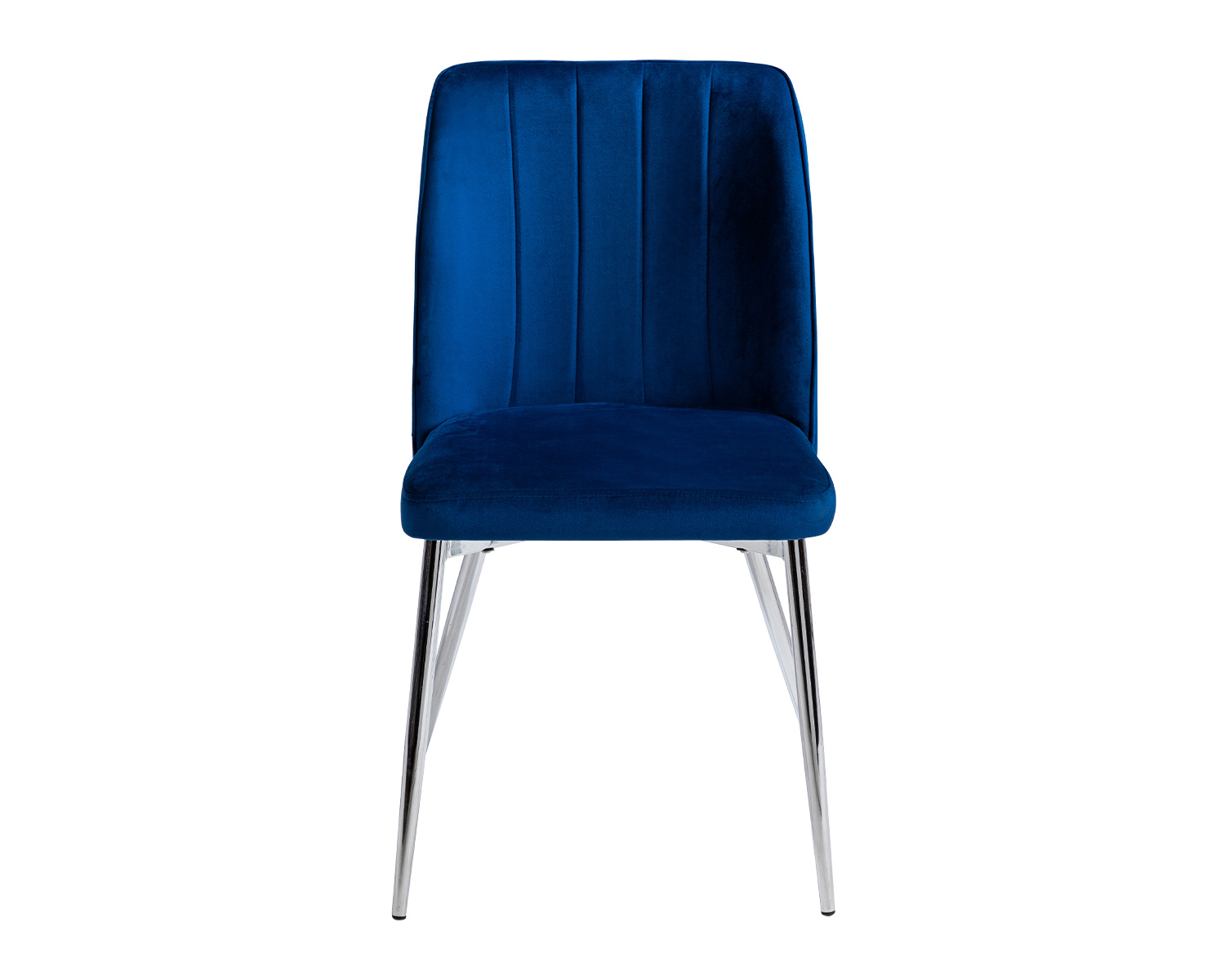 Product photograph of Pair Of Royal Blue Velvet Dining Chairs With Chrome Legs - Ella from Lifestyle Furniture.