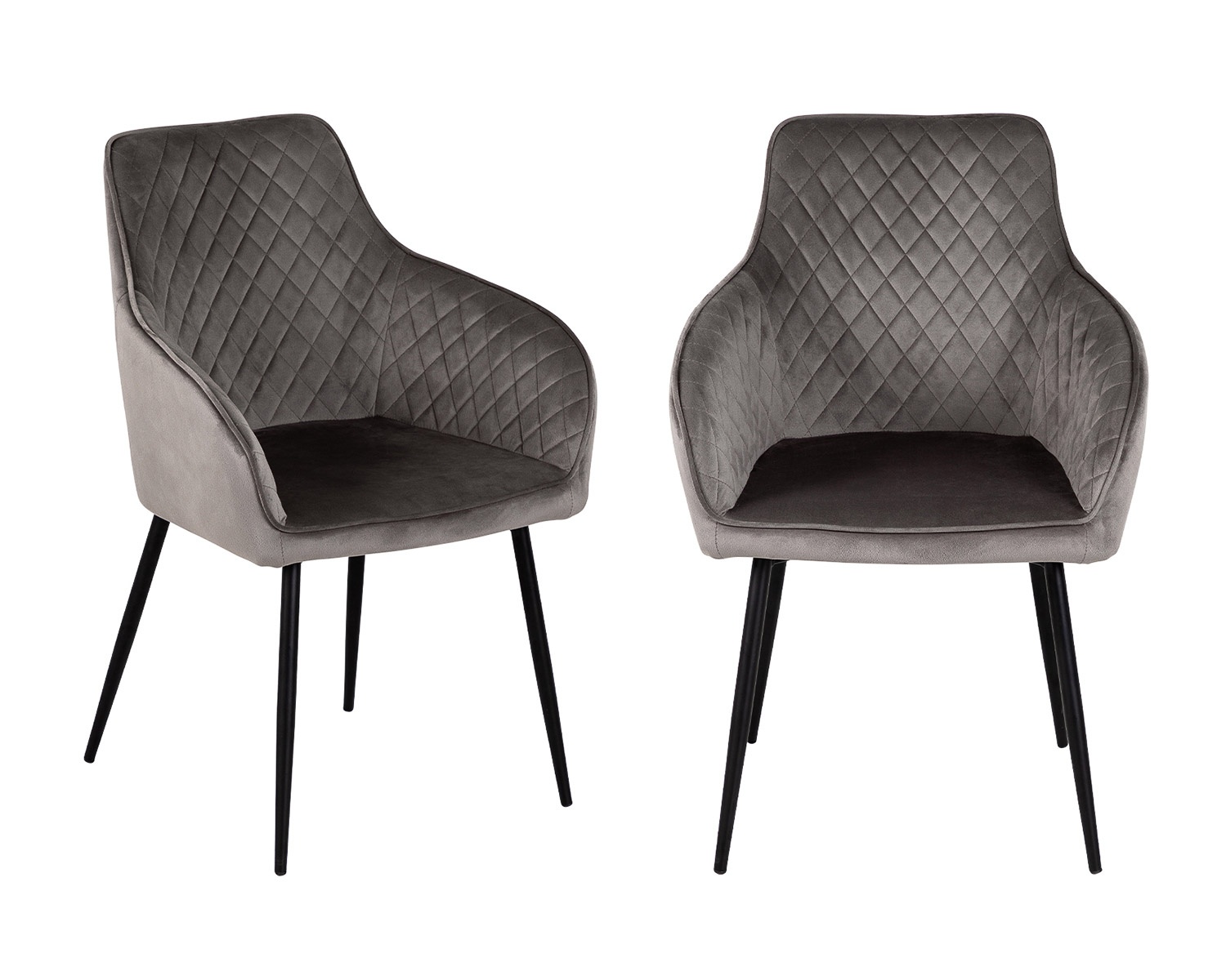 Product photograph of Pair Of Grey Velvet Carver Dining Chairs With Black Legs - Hampton from Lifestyle Furniture.