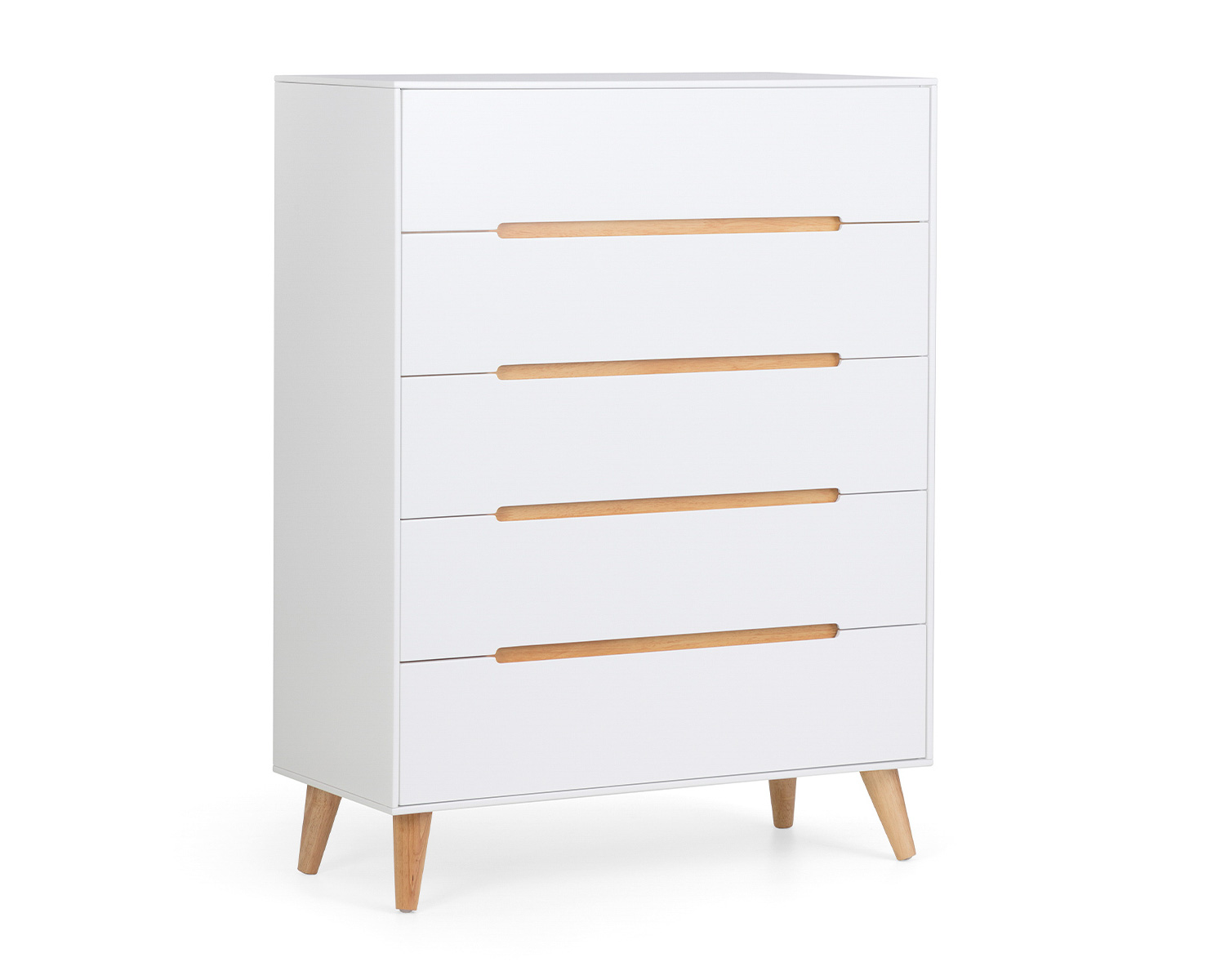 Image of Alicia White & Oak Chest with 5 Drawers