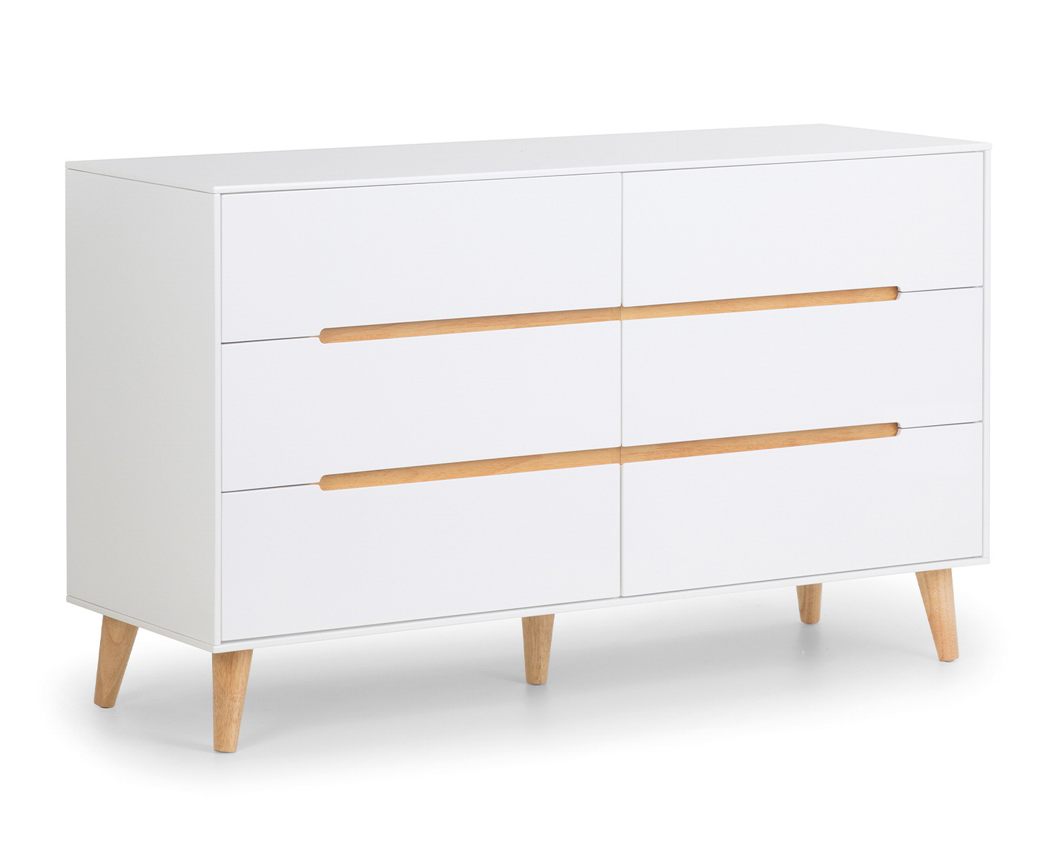 Image of Alicia White & Oak Wide Chest with 6 Drawers