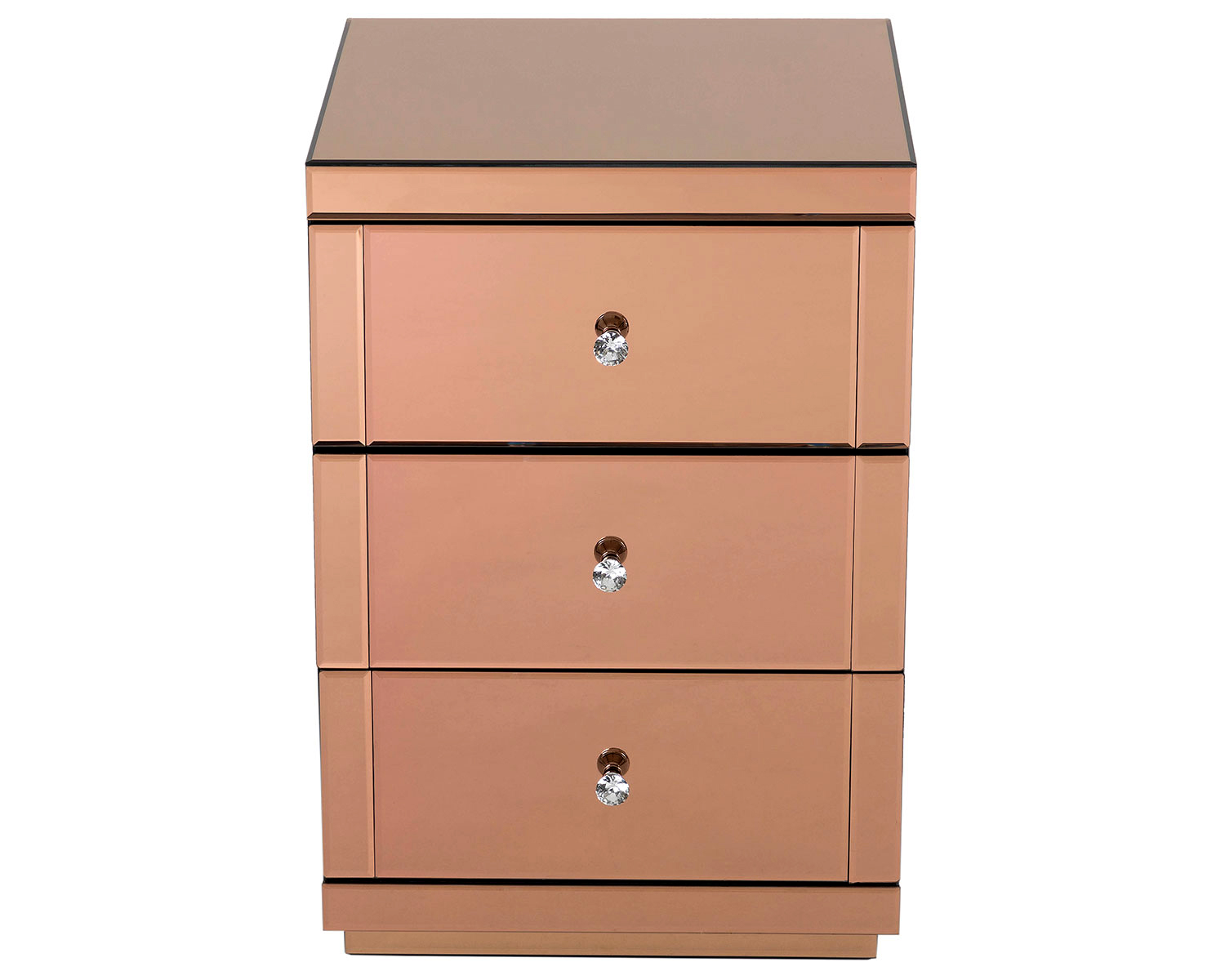 Pair Of Rose Gold 3 Drawer Bedside Table Bedroom