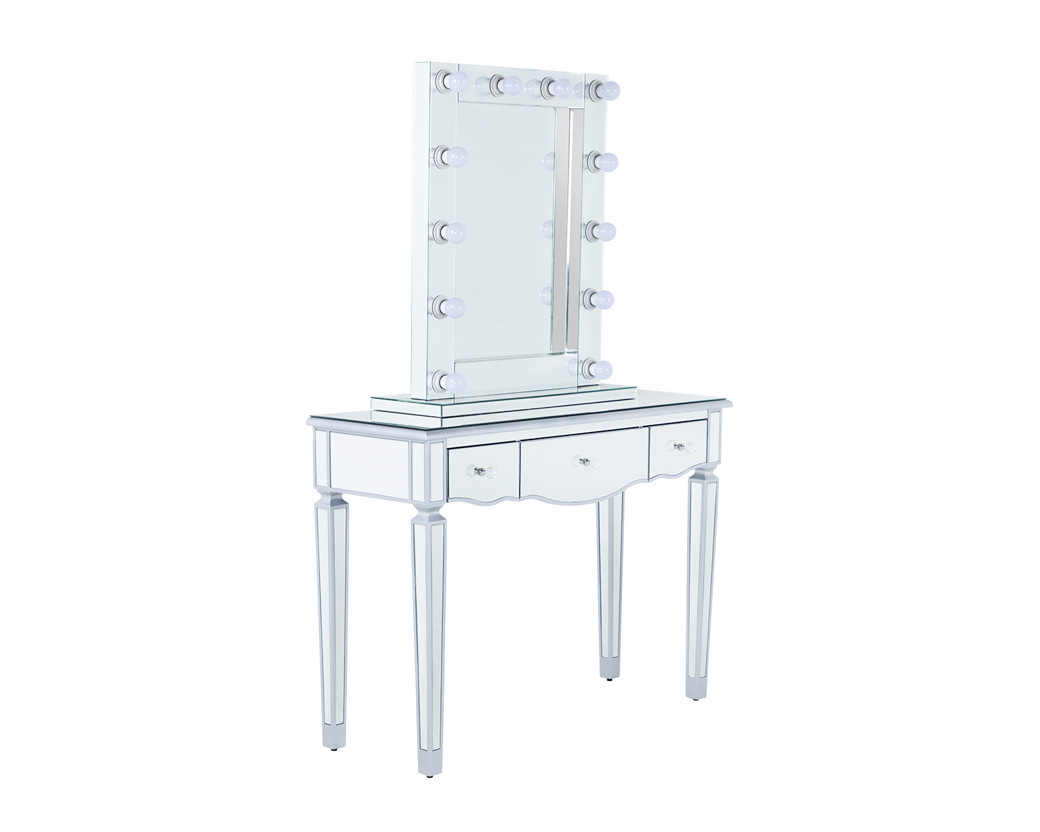 Product photograph of Paris Silver Mirrored Console Table With Small Hollywood Mirror from Lifestyle Furniture.