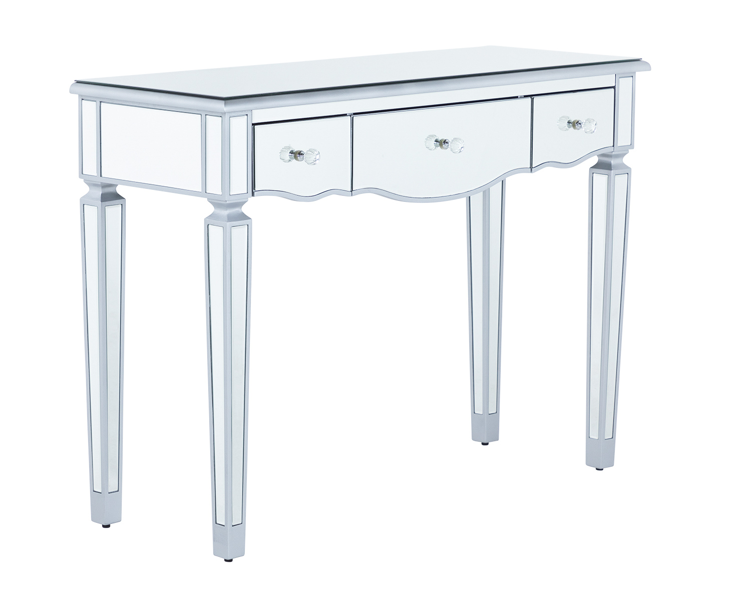 Product photograph of Paris Silver Mirrored Console Table With Small Hollywood Mirror from Lifestyle Furniture.