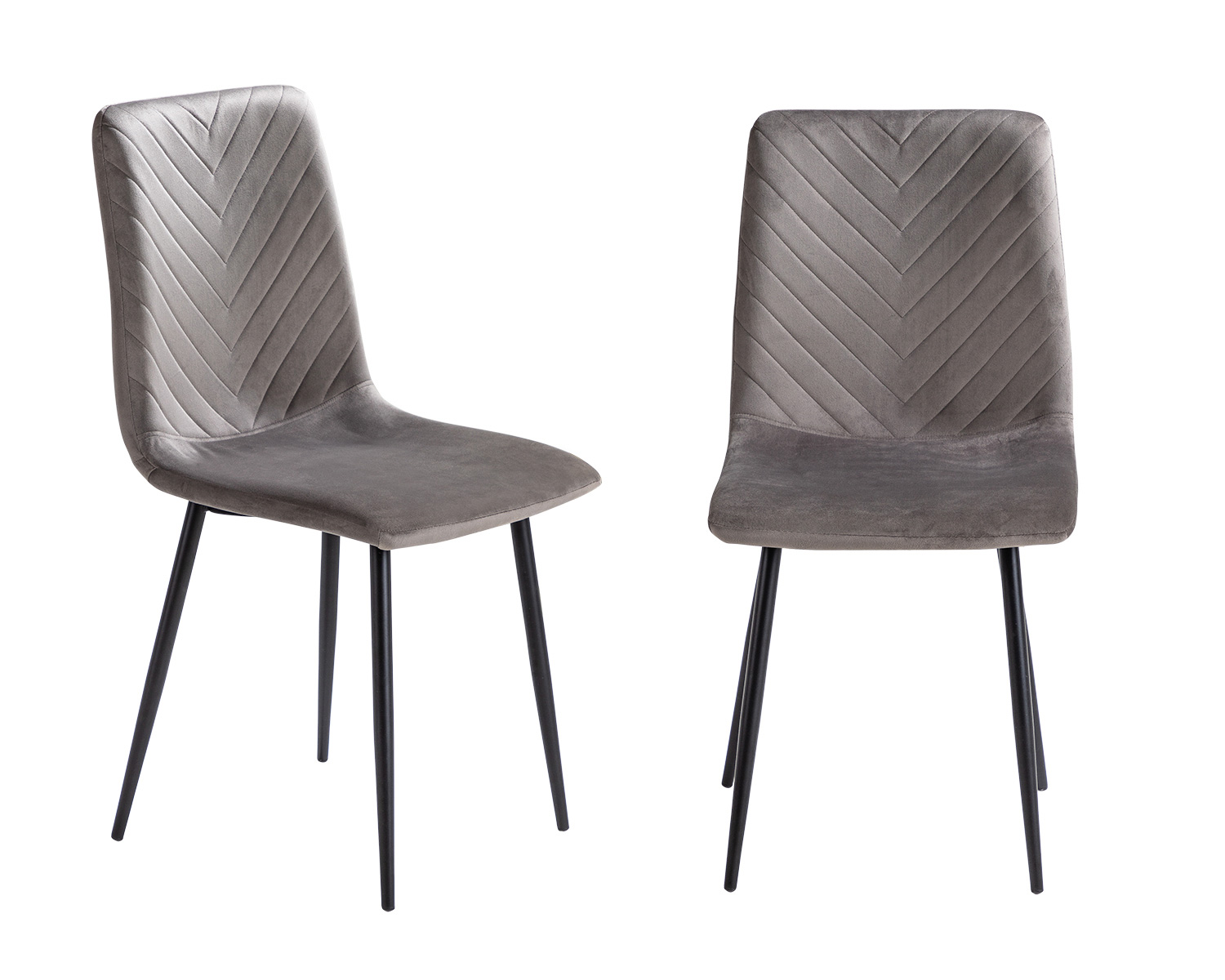 Product photograph of Pair Of Grey Velvet Dining Chairs With Black Legs - Taylor from Lifestyle Furniture.
