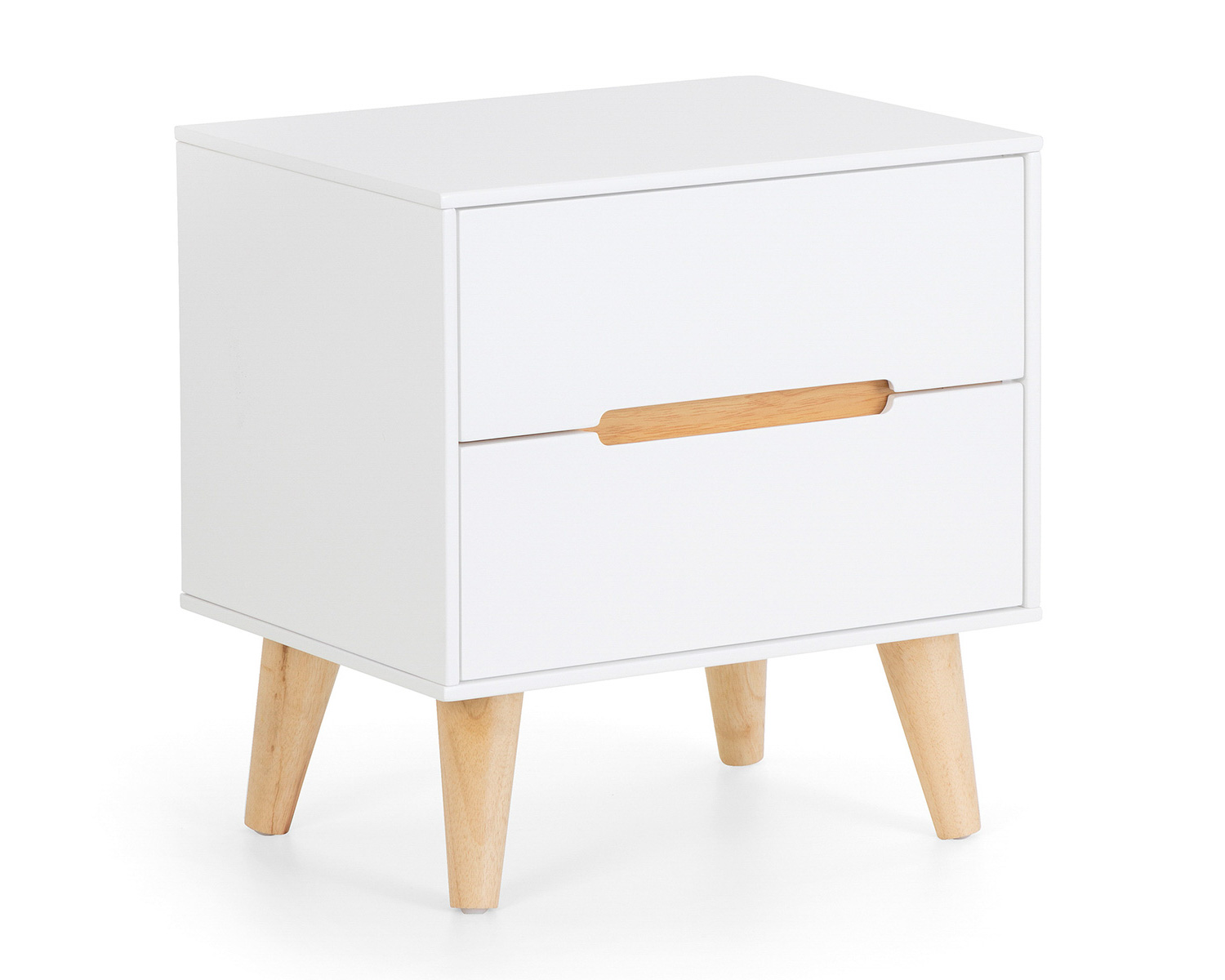 Image of Alicia White & Oak Bedside Table with 2 Drawers