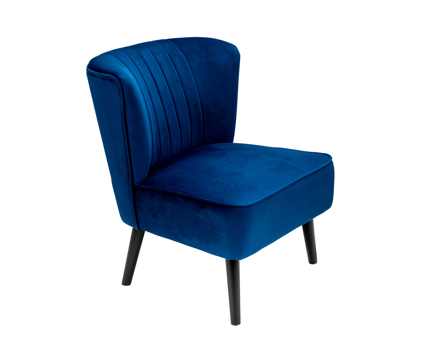 Image of Accent Chair in Royal Blue Velvet with Natural Wood Legs - Lucy Oyster Range