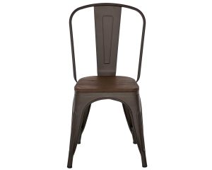 Tolix Style Chair in Gunmetal Matte with Dark Elm Seat