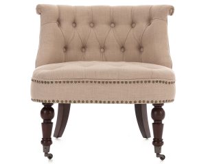 Linen Fabric Occasional Accent Chair in Cream