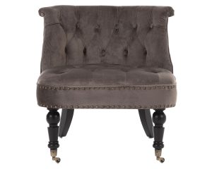 Olivia Velvet Fabric Occasional Accent Chair in Grey