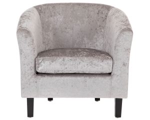 Occasional Armchair in Silver Crushed Velvet